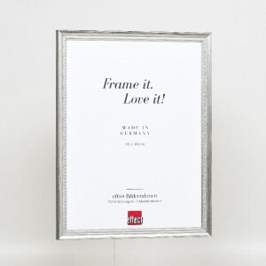 Cadre photo en bois profil 48 argent 50x65 cm verre antireflectif