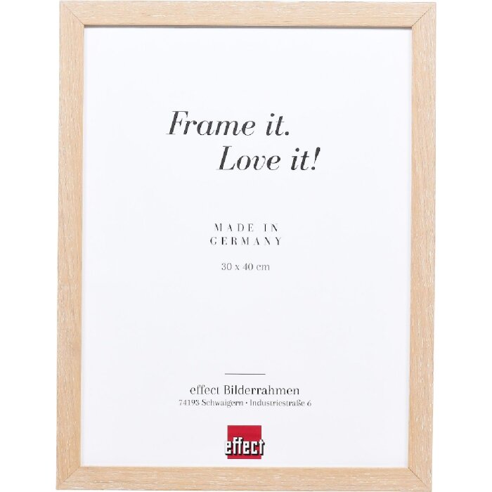 Cadre photo bois chêne clair 60x80 cm avec verre antireflet