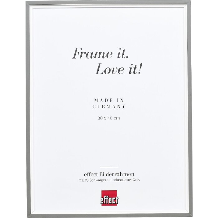 Cadre photo bois profil 69 gris 40x60 cm verre antireflet