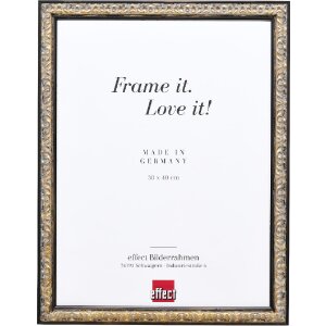 Cadre photo en bois baroque 30x45 cm noir argent anti-reflet