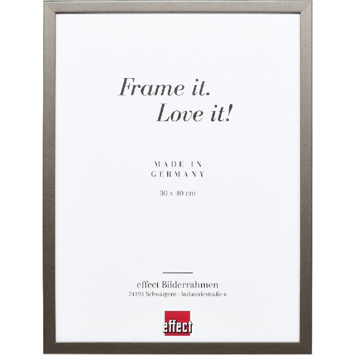 Cadre photo bois profil Top S platiné 30x30 cm avec verre anti-reflet