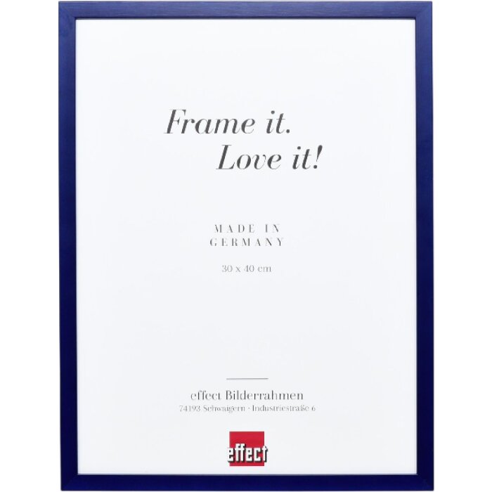 Cadre photo en bois profil Top S bleu 40x40 cm anti-reflets