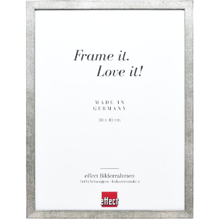 Cadre photo en bois profil 42, verre acrylique argenté 30x40 cm