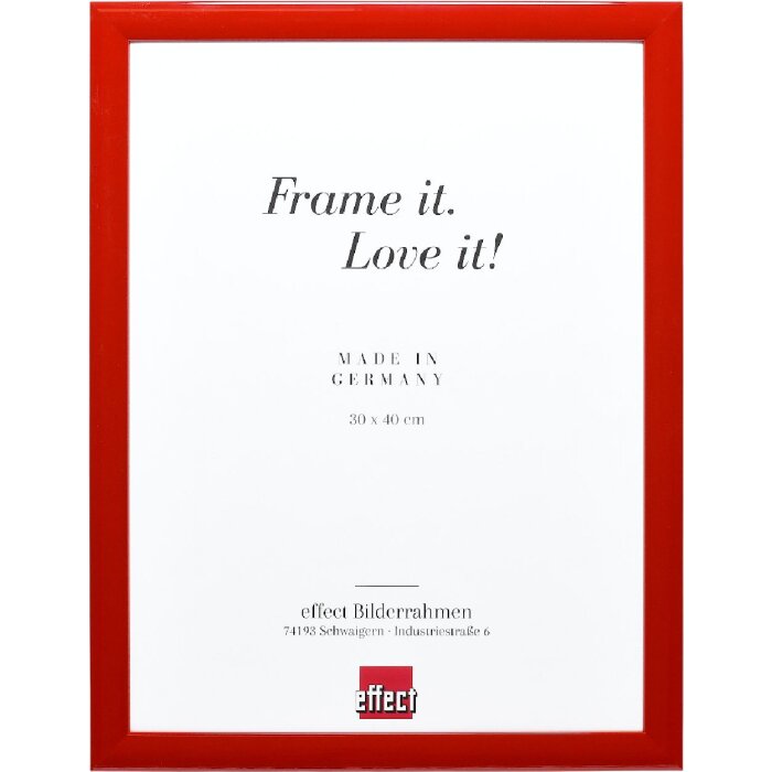 Cadre photo en bois Profil 43, rouge brillant 25x35 cm, verre artificiel