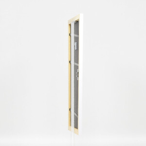 Cadre photo en bois Profil 43 blanc brillant 27x48 cm verre artificiel