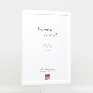 Cadre photo en bois profil 43 blanc brillant 40x40 cm verre artificiel