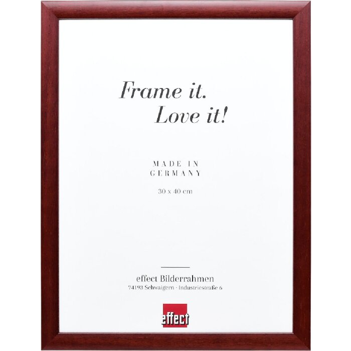 Cadre photo bois profil 43 rouge 59,4x84,1 cm verre artificiel