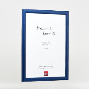 Cadre photo en bois profil 43 royal bleu 60x90 cm verre artistique