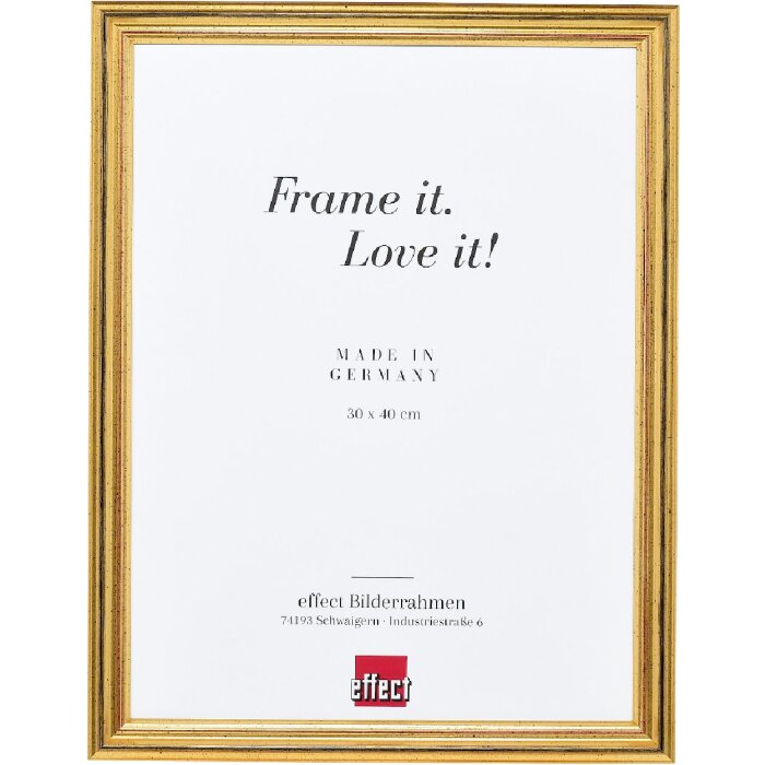 Cadre photo en bois Effect profil 44 or 62x93 cm verre artistique