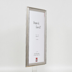 Cadre photo bois baroque profil 44 argent 70x100 cm verre artificiel