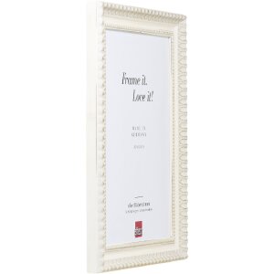 Cadre photo en bois baroque 18x27 cm blanc avec verre artificiel