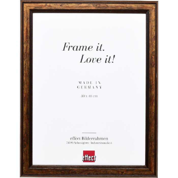 Cadre photo en bois profil 64 marron 25x60 cm avec verre artificiel