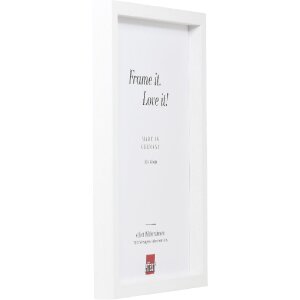 Cadre photo en bois profil 74 blanc 25x35 cm avec verre artificiel