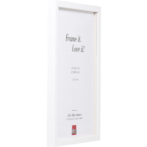 Cadre photo bois profil 58 blanc 10x15 cm avec verre transparent et languette despacement