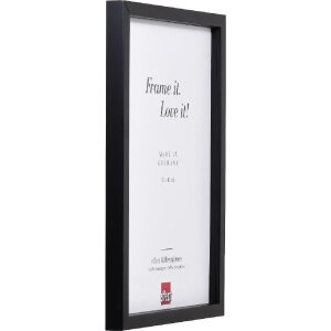 Cadre photo bois profil 58 noir 15x20 cm verre clair avec languette d’espacement