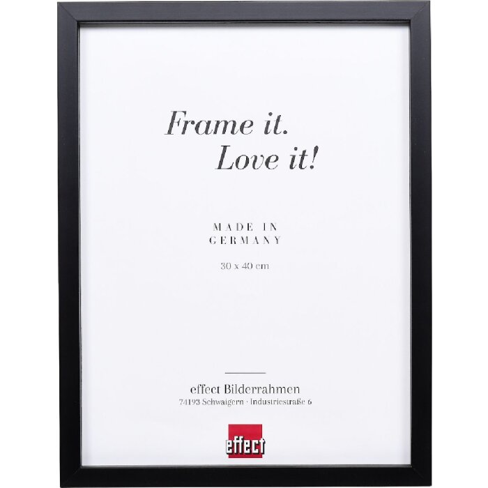 Cadre photo bois profil 58 noir 18x24 cm verre clair + languette despacement