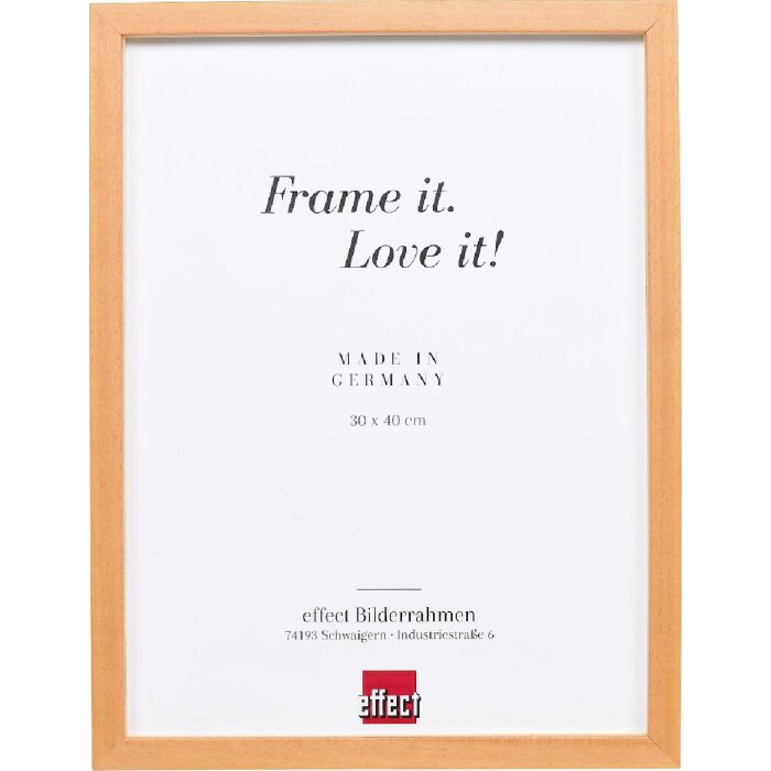 Cadre photo en bois Profil 58 brun clair 25x35 cm, verre clair et mèche dair