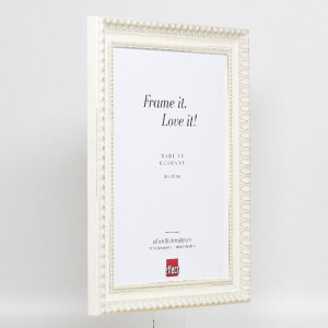 Cadre photo en bois baroque 25x60 cm blanc avec verre acrylique de musée