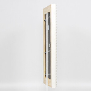 Cadre photo en bois baroque 25x60 cm blanc avec verre acrylique de musée