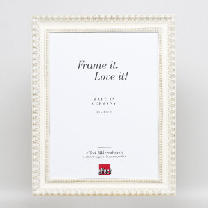 Cadre photo en bois baroque 50x70 cm blanc avec verre musée acrylique