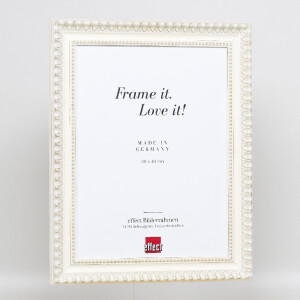 Cadre photo en bois baroque 50x70 cm blanc avec verre musée acrylique