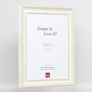 Cadre photo bois baroque 70x100 cm blanc avec verre acrylique musée