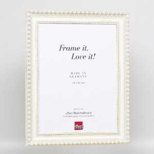 Cadre photo baroque en bois blanc 14,8x21 cm avec verre acrylique muséal