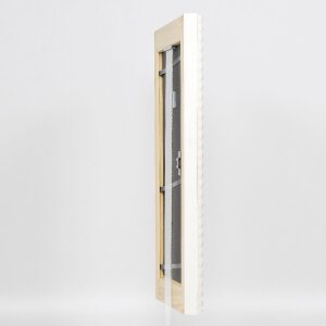 Cadre photo baroque en bois blanc 14,8x21 cm avec verre acrylique muséal