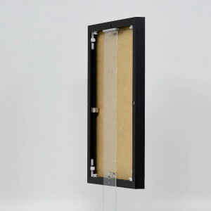 Cadre photo aluminium Quadro 45x80 cm noir avec verre musée