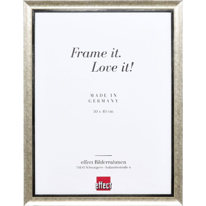 Cadre photo bois profil 40 argent 30x30 cm verre musée