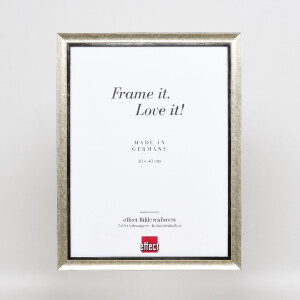 Cadre photo en bois effet profil 40 argent 50x60 cm verre musée