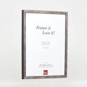 Cadre photo en bois effet profil 42, verre musée anthracite 25x35 cm