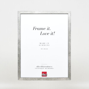 Cadre photo en bois effet profil 42 verre musée argenté 50x75 cm