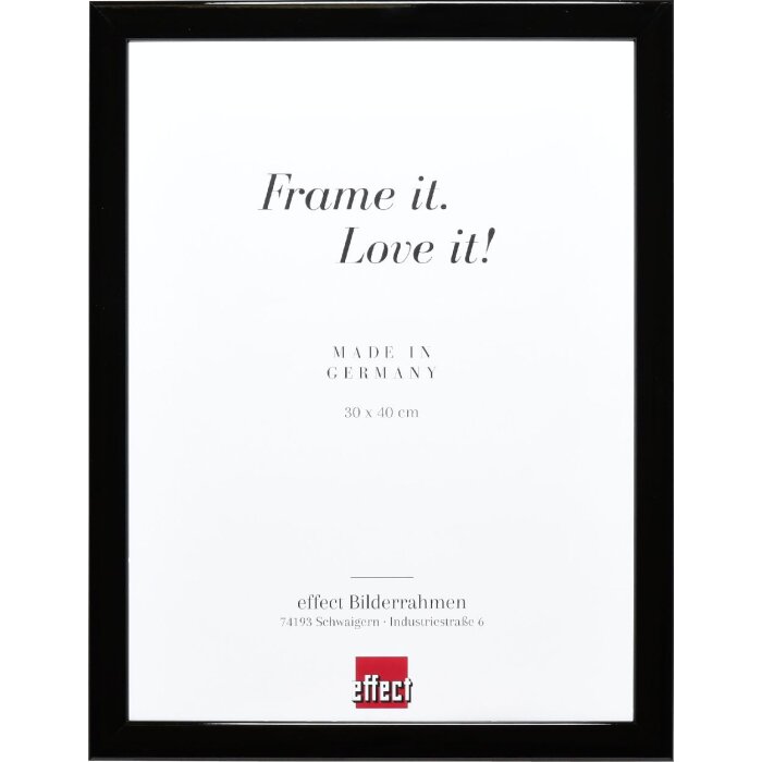 Cadre photo en bois profil 43 noir brillant 10x15 cm avec verre musée