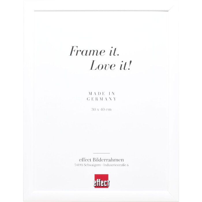 Cadre photo bois profil 43 blanc laqué brillant 30x45 cm verre musée