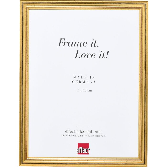 Cadre photo bois baroque profil doré 44, 70x100 cm, verre musée