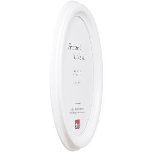 Cadre photo ovale effet bois massif blanc 10x15 cm