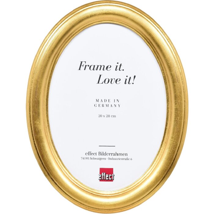 Cadre photo ovale doré 10x15 cm, bois massif, pour mur