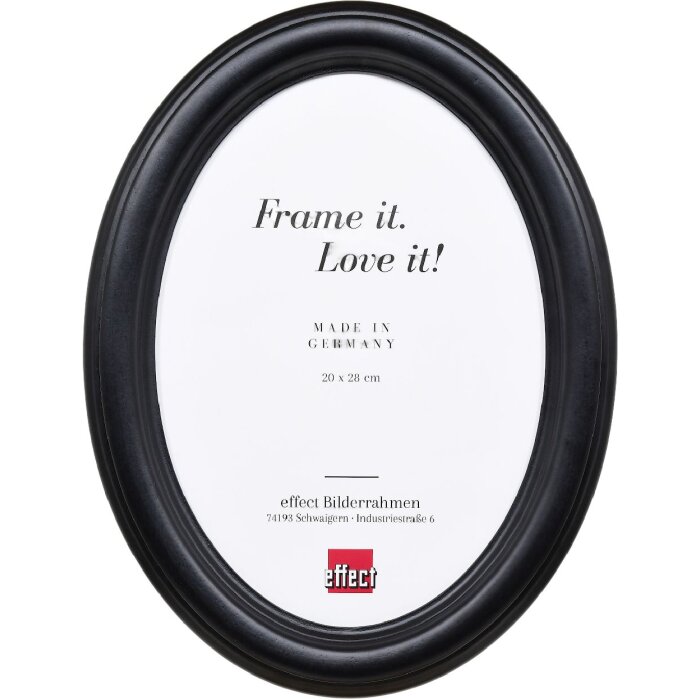 Cadre photo ovale noir 24x30 cm, bois massif artisanal