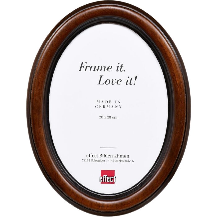 Cadre photo ovale nußbrun 24x30 cm, bois massif, mural