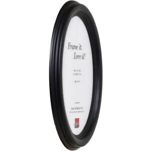 Cadre photo ovale noir 25x25 cm, bois massif, verre inclus
