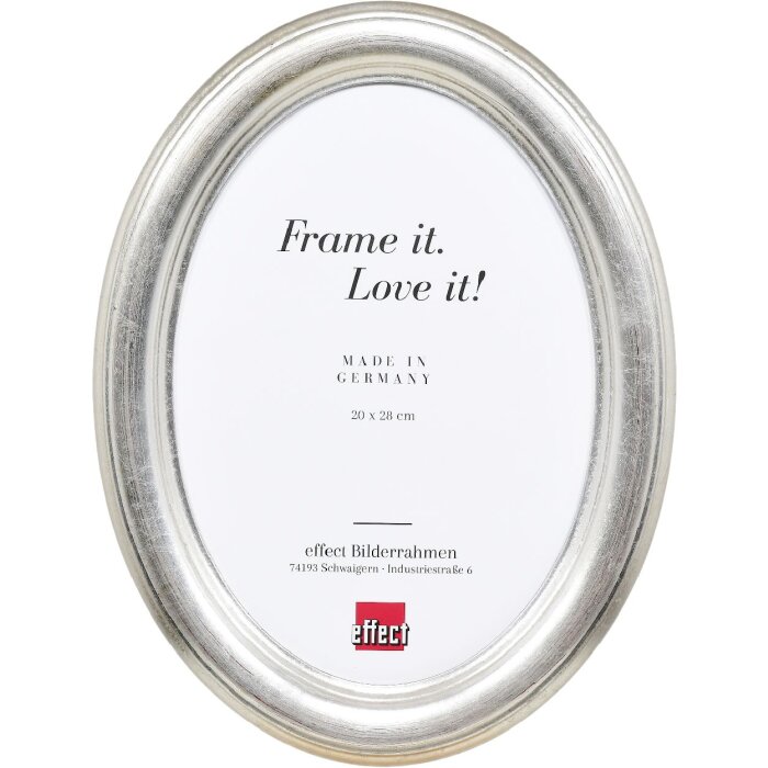 Cadre photo ovale argent 50x50 cm bois massif artisanal