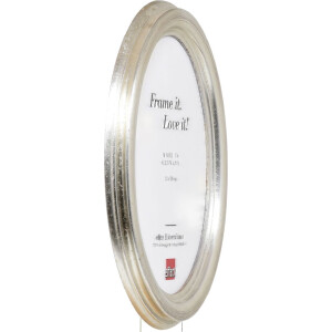 Cadre photo ovale argent 50x50 cm bois massif artisanal