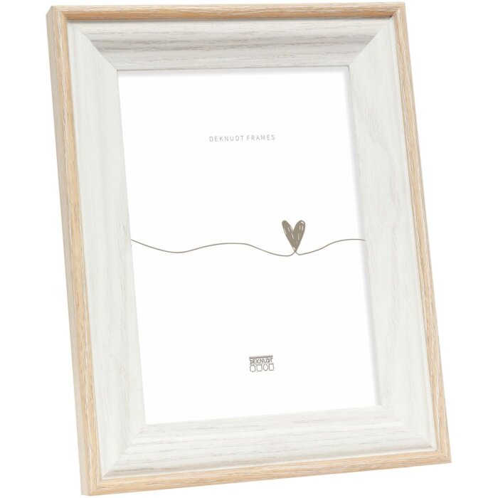 Cadre en bois Deknudt S68VG1 blanc-naturel 10x15 cm