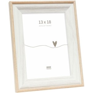 Cadre en bois Deknudt S68VG1 blanc-naturel 13x18 cm