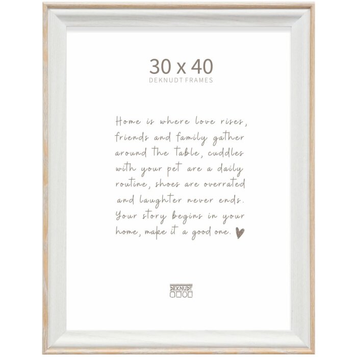 Cadre en bois Deknudt S68VG1 blanc-naturel 30x40 cm
