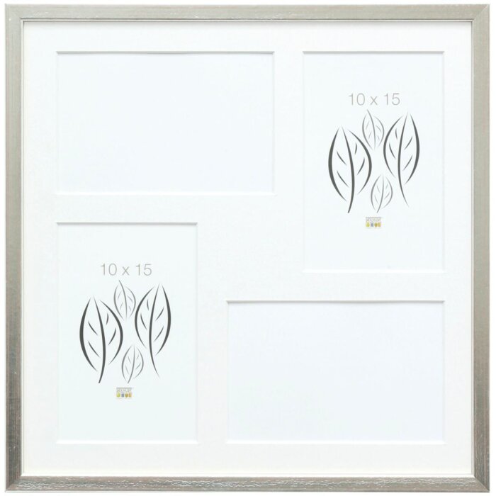 Cadre galerie en bois S41JD1 argent Deknudt 4 photos 10x15 cm 31,4x31,4 cm