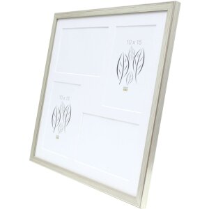 Cadre galerie en bois S41JD1 argent Deknudt 4 photos 10x15 cm 31,4x31,4 cm