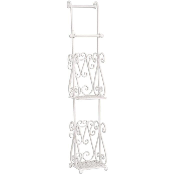 Clayre & Eef 4Y0232W Support de papier toilette 17x17x97 cm Blanc Rectangle