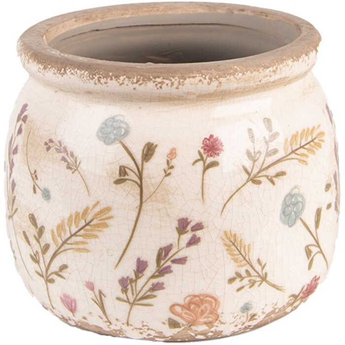 Clayre & Eef 6CE1551S Décoration Pot de fleurs Ø 12x9 cm Rose - Vert